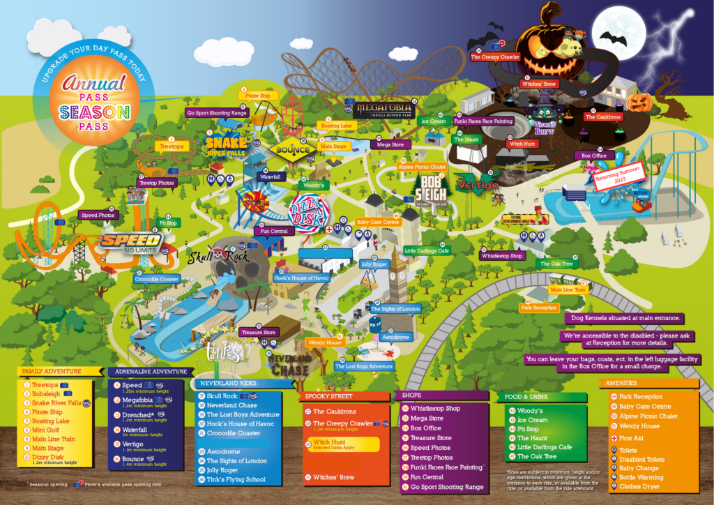 Park Map Getting Around Oakwood Theme Park   OAK Map Poster A3 Landscape 2 1024x724 